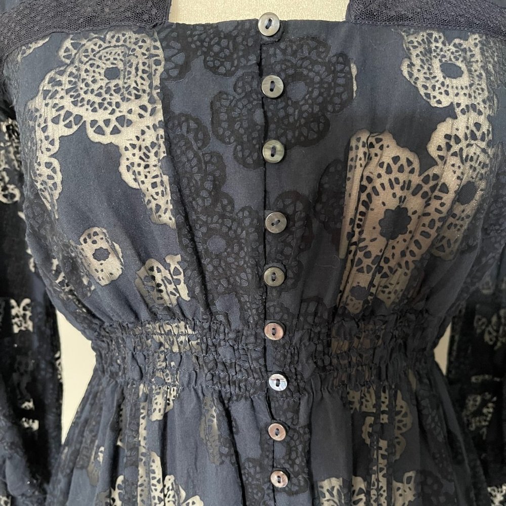 Anthropologie FEI Blue Silk & Cotton Blouse - Picture 4 of 8